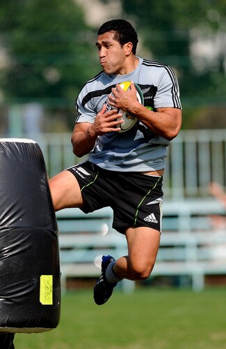 TOKYO - OCTOBER 28:  Mils Muliaina in action during a New Zealand All Blacks training session at Kubota Spears Rugby Field in Chiba on October 28, 2009 in Funabashi, Japan.  <br /><br /><span class="help">(Photo by Ross Land/Getty Images)</span>