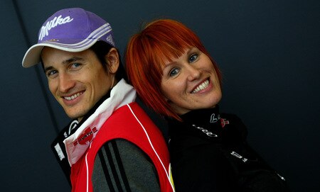 HERZOGENAURACH, GERMANY - OCTOBER 28:  Biathlon athlete Kati Wilhelm poses with Ski Jumper Martin Schmitt after a press conference at the German athlete Winter kit preview at the adidas Brand Center on October 28, 2009 in Herzogenaurach, Germany.  <br /><br /><span class="help">(Photo by Alexander Hassenstein/Bongarts/Getty Images)</span>