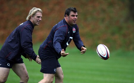 BAGSHOT, ENGLAND - OCTOBER 28:  Duncan Bell passes the ball during the England training session held at Pennyhill Park on October 28, 2009 in Bagshot, England.  <br /><br /><span class="help">(Photo by David Rogers/Getty Images)</span>