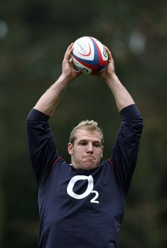 BAGSHOT, ENGLAND - OCTOBER 28:  James Haskell catches the ball during the England training session held at Pennyhill Park on October 28, 2009 in Bagshot, England.  <br /><br /><span class="help">(Photo by David Rogers/Getty Images)</span>