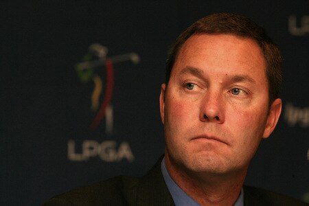 NEW YORK - OCTOBER 28:  Michael Whan is announced as the new commissioner of the LPGA during a press conference at Madison Square Garden on October 28, 2009 in New York City.  <br /><br /><span class="help">(Photo by Chris Trotman/Getty Images)</span>