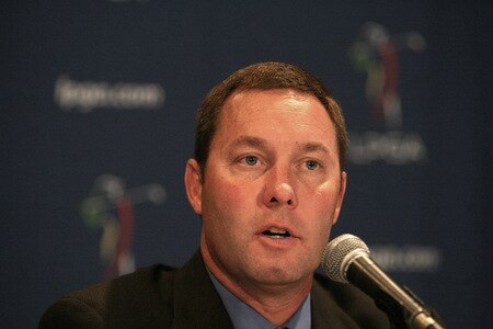 NEW YORK - OCTOBER 28:  Michael Whan is announced as the new commissioner of the LPGA during a press conference at Madison Square Garden on October 28, 2009 in New York City.  <br /><br /><span class="help">(Photo by Chris Trotman/Getty Images)</span>