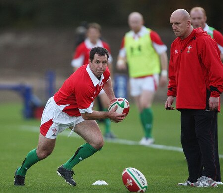 CARDIFF, WALES - OCTOBER 28:  Scrum half Gareth Cooper in action during Wales training at the Vale Resort on October 28 ,2009 in Cardiff, Wales.  <br /><br /><span class="help">(Photo by Stu Forster/Getty Images)</span>