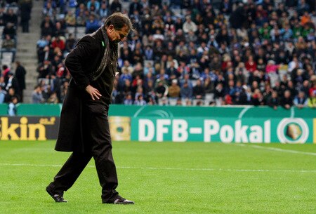 MUNICH, GERMANY - OCTOBER 28:  Ewald Lienen, head coach of Muenchen looks on prior to the DFB Cup round of 16 match between 1860 Muenchen and FC Schalke 04 at Allianz Arena on October 28, 2009 in Munich, Germany.  <br /><br /><span class="help">(Photo by Alexander Hassenstein/Bongarts/Getty Images)</span>