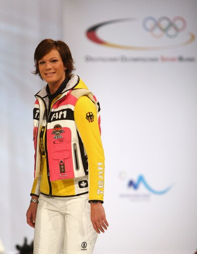 MUNICH, GERMANY - OCTOBER 29:  Ski alpine athlete Maria Riesch walks on the catwalk during the presentation of the German athletes Winter Olympic kit at the Olympia Event Arena on October 29, 2009 in Munich, Germany.  <br /><br /><span class="help">(Photo by Alexander Hassenstein/Bongarts/Getty Images)</span>