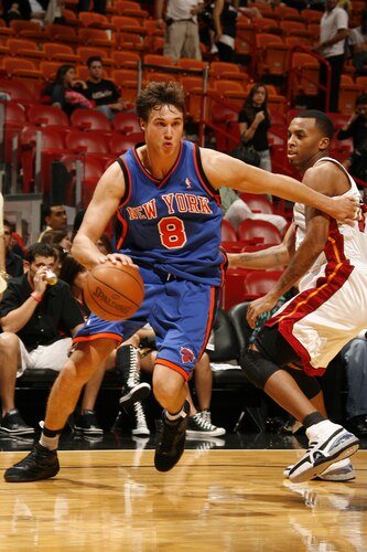 MIAMI - OCTOBER 28: Danilo Gallinari #8 of the New York Knicks drives against the Miami Heat on October 28, 2009 at American Airlines Arena in Miami, Florida. <br /><br /><span class="help">(Photo by Issac Baldizon/NBAE via Getty Images)</span>