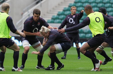 LONDON, ENGLAND - NOVEMBER 06:  Jordan Crane takes the ball into contact during the England training session at Twickenham on November 6, 2009 in London, England.  <br /><br /><span class="help">(Photo by David Rogers/Getty Images)</span>