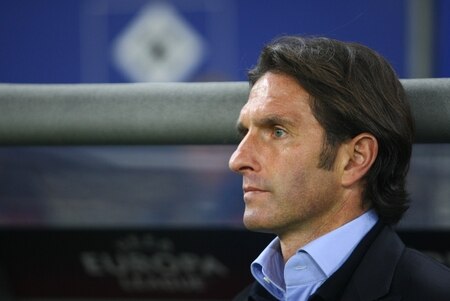 HAMBURG, GERMANY - NOVEMBER 05:  Head coach Bruno Labbadia of HSV looks on prior to the UEFA Europa League Group C match between Hamburger SV and Cletic FC at HSH Nordbank Arena on November 05, 2009 in Hamburg, Germany.  <br /><br /><span class="help">(Photo by Martin Rose/Bongarts/Getty Images)</span>