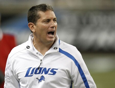 DETROIT - NOVEMBER 26:  Head coach Jim Schwartz of the Detroit Lions yells for the sidelines while playing the Green Bay Packers on November 26, 2009 at Ford Field in Detroit, Michigan. Green Bay won the game 34-12.  <br /><br /><span class="help">(Photo by Gregory Shamus/Getty Images)</span>