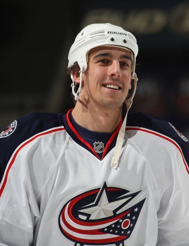 UNIONDALE, NY - DECEMBER 29: Recently traded from the Washington Capitals, Milan Jurcina #23 of the Columbus Blue Jackets lines up in warmups prior to his game against the New York Islanders at the Nassau Coliseum on December 29, 2009 in Uniondale, New York. <br /><br /><span class="help">(Photo by Bruce Bennett/Getty Images)</span>