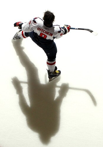 UNIONDALE, NY - JANUARY 26:  Alex Ovechkin #8 of the Washington Capitals warms up before playing the New York Islanders on January 26, 2010 at Nassau Coliseum in Uniondale, New York.  <br /><br /><span class="help">(Photo by Jim McIsaac/Getty Images)</span>