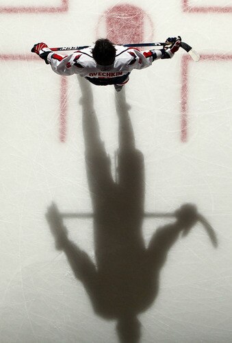 UNIONDALE, NY - JANUARY 26:  Alex Ovechkin #8 of the Washington Capitals warms up before playing the New York Islanders on January 26, 2010 at Nassau Coliseum in Uniondale, New York.  <br /><br /><span class="help">(Photo by Jim McIsaac/Getty Images)</span>