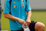 SYDNEY, AUSTRALIA - JANUARY 02:  Andrew McDonald of Australia shares a laugh during an Australian nets session at the Sydney Cricket Ground on January 2, 2009 in Sydney, Australia.  (Photo by Mark Kolbe/Getty Images)