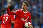 MANCHESTER, UNITED KINGDOM - OCTOBER 05:  Fernando Torres of Liverpool celebrates scoring his team's first goal during the Barclays Premier League match between Manchester City and Liverpool at The City of Manchester Stadium on October 5, 2008 in Manchester, England.  (Photo by Alex Livesey/Getty Images)