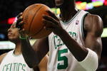BOSTON - FEBRUARY 05:  Kevin Garnett #5 of the Boston Celtics reacts after he is called for a foul in the fourth quarter against the Los Angeles Lakers on February 5, 2009 at TD Banknorth Garden in Boston, Massachusetts. The Lakers defeated the Celtics 110-109 in overtime. NOTE TO USER: User expressly acknowledges and agrees that, by downloading and or using this Photograph, user is consenting to the terms and conditions of the Getty Images License Agreement.  (Photo by Elsa/Getty Images)