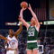 UNDATED:  BOSTON FORWARD LARRY BIRD SHOOTS A JUMP SHOT AND IS FOULED DURING THE CELTICS GAME VERSUS THE GOLDEN STATE WARRIORS AT OAKLAND COLISEUM IN OAKLAND, CALIFORNIA. Mandatory Credit: Stephen Dunn/ALLSPORT