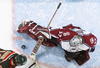 DENVER - APRIL 19:  Goalie Patrick Roy #33 of the Colorado Avalanche stops a shot by Marian Gaborik #10 of the Minnesota Wild during game five of the first round of the 2003 Western Conference Stanley Cup playoffs on April 19, 2003 at the Pepsi Center in Denver, Colorado.  The Wild defeated the Avalanche 3-2. (Photo by Brian Bahr/Getty Images/NHLI) 