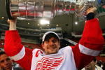 PITTSBURGH - JUNE 04: Nicklas Lidstrom #5 of the Detroit Red Wings celebrates with the Stanley Cup after defeating the Pittsburgh Penguins in game six of the 2008 NHL Stanley Cup Finals at Mellon Arena on June 4, 2008 in Pittsburgh. Pennsylvania. The Red Wings defeated the Penguins 3-2 to win the Stanley Cup Finals 4 games to 2. (Photo by Bruce Bennett/Getty Images)