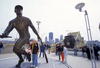 1 Apr 2001: A general view of the Roberto Clemente statue outside of PNC Park in Pittsburgh, Pennsylvania during the game between the New York Mets and the Pittsburgh Pirates. Mandatory Credit: Jamie Squire /Allsport  
