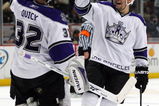 ANAHEIM, CA - FEBRUARY 18:  Drew Doughty #8 and goaltender Jonathan Quick #32 of the Los Angeles Kings celebrate after defeating the Anaheim Ducks 4-3 in the NHL game at Honda Center on February 18, 2009 in Anaheim, California.  (Photo by Victor Decolongon/Getty Images)