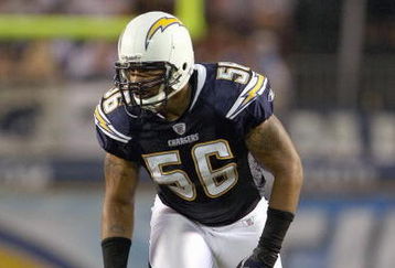 SAN DIEGO - AUGUST 30: Shawne Merriman #56 of the San Diego Chargers gets ready to move at the snap during the game against the San Francisco 49ers on August 30, 2007 at Qualcomm Stadium in San Diego, California.  (Photo by Stephen Dunn/Getty Images)