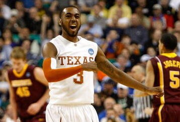 GREENSBORO, NC - MARCH 19:  A.J. Abrams #3 of the Texas Longhorns reacts after a basket against the Minnesota Golden Gophers during the first round of the NCAA Division I Men's Basketball Tournament at the Greensboro Coliseum on March 19, 2009 in Greensboro, North Carolina.  (Photo by Streeter Lecka/Getty Images)