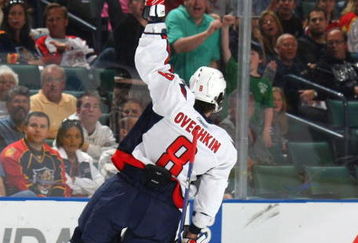 SUNRISE, FL - FEBRUARY 15: Alex Ovechkin #8 of the Washington Capitals scores a first period goal against the Florida Panthers on February 15, 2009 at the BankAtlantic Center in Sunrise, Florida. (Photo by Bruce Bennett/Getty Images)