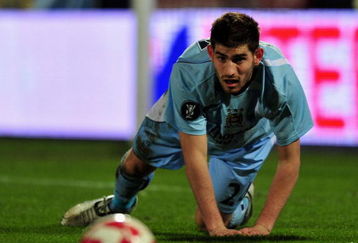 AALBORG, DENMARK - MARCH 19:  Ched Evans of Manchester City during the UEFA Cup, Round of 16, Second Leg match between Aalborg and Manchester City on March 19, 2009 in Aalborg, Denmark.  (Photo by Stuart Franklin/Getty Images)