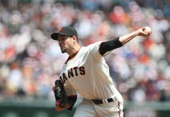 SAN FRANCISCO - MAY 11:  Jonathan Sanchez #53 of the San Francisco Giants pitches against the Philadelphia Phillies on May 11, 2008 at AT&T Park in San Francisco, California. (Photo by Jed Jacobsohn/Getty Images)