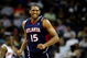 CHARLOTTE, NC - MARCH 06: Al Horford #15 of the Atlanta Hawks reacts as he runs down the court against the Charlotte Bobcats during their game at Time Warner Cable Arena on March 6, 2009 in Charlotte, North Carolina. NOTE TO USER: User expressly acknowledges and agrees that, by downloading and/or using this Photograph, user is consenting to the terms and conditions of the Getty Images License Agreement. (Photo by Streeter Lecka/Getty Images)