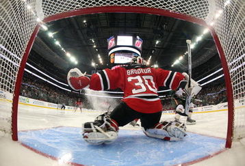 NEWARK, NJ - MARCH 20:  Martin Brodeur #30 of the New Jersey Devils tends the net against the Minnesota Wild on March 20, 2009 at the Prudential Center in Newark, New Jersey.The Devils defeated the Wild 4-0.  (Photo by Bruce Bennett/Getty Images)