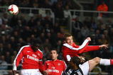 NEWCASTLE, UNITED KINGDOM - MARCH 21:  Nicklas Bendtner of Arsenal scores the opening goal during the Barclays Premier League match between Newcastle United and Arsenal at St James' Park on March 21, 2009 in Newcastle, England.  (Photo by Julian Finney/Getty Images)