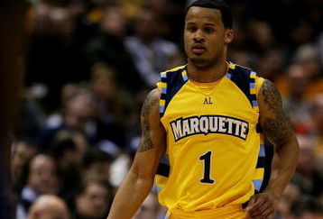 MILWAUKEE - JANUARY 31: Dominic James #1 of the Marquette Golden Eagles brings the ball upcourt against the Georgetown Hoyas on January 31, 2009 at the Bradley Center in Milwaukee, Wisconsin. Marquette defeated Georgetown 94-82. (Photo by Jonathan Daniel/Getty Images)