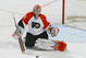 NEWARK, NJ - MARCH 01:  Martin Biron #43 of the Philadelphia Flyers skates against the New Jersey Devils  at the Prudential Center on March 1, 2009 in Newark, New Jersey.  The Devils defeated the Flyers 3-0.  (Photo by Mike Stobe/Getty Images)