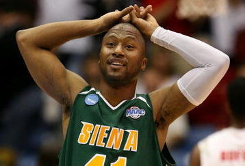 DAYTON, OH - MARCH 20: Kenny Hasbrouck #41 of the Siena Saints looks on between plays against the Ohio State Buckeyes during the first round of the NCAA Division I Men's Basketball Tournament at the University of Dayton Arena on March 20, 2009 in Dayton, Ohio.  (Photo by Andy Lyons/Getty Images)