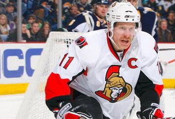 BUFFALO, NY - JANUARY:  Daniel Alfredsson #11 of the Ottawa Senators skates during their NHL game against the Buffalo Sabres on January 6, 2009 at HSBC Arena in Buffalo, New York. The Sabres defeated the Senators 4-2. (Photo by Rick Stewart/Getty Images)