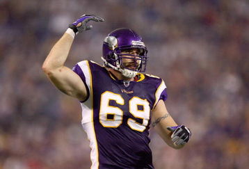 MINNEAPOLIS - SEPTEMBER 12:  Jared Allen #69 of the Minnesota Vikings celebrates on the field during the game against the Indianapolis Colts at the Metrodome on September 14, 2008 in Minneapolis, Minnesota. (Photo by: Jeff Gross/Getty Images)