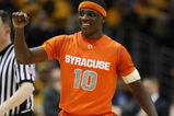 MILWAUKEE - MARCH 07: Jonny Flynn #10 of the Syracuse Orange celebrates a win over the Marquette Golden Eagles on March 7, 2009 at the Bradley Center in Milwaukee, Wisconsin. Syracuse defeated Marquette 86-79 in overtime. (Photo by Jonathan Daniel/Getty Images)