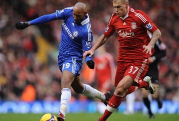 LIVERPOOL, UNITED KINGDOM - FEBRUARY 01:  Martin Skrtel of Liverpool challenges Nicolas Anelka of Chelsea during the Barclays Premier League match between Liverpool and Chelsea at Anfield on February 1, 2009 in Liverpool, England. (Photo by Shaun Botterill/Getty Images)
