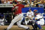 NEW YORK - AUGUST 22:  Lance Berkman #17 of the Houston Astros follows through on a third inning base hit against the New York Mets on August 22, 2008 at Shea Stadium in the Flushing neighborhood of the Queens borough of New York City.  (Photo by Jim McIsaac/Getty Images)