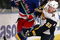 NEW YORK - MARCH 21: Jochen Hecht #55 of the Buffalo Sabres contests the puck with Michal Rozsival #33 of the New York Rangers during their game on March 21, 2009 at Madison Square Garden in New York City.  (Photo by Chris McGrath/Getty Images)