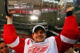 PITTSBURGH - JUNE 04: Nicklas Lidstrom #5 of the Detroit Red Wings celebrates with the Stanley Cup after defeating the Pittsburgh Penguins in game six of the 2008 NHL Stanley Cup Finals at Mellon Arena on June 4, 2008 in Pittsburgh. Pennsylvania. The Red Wings defeated the Penguins 3-2 to win the Stanley Cup Finals 4 games to 2. (Photo by Bruce Bennett/Getty Images)