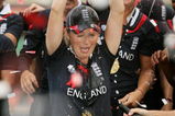 SYDNEY, AUSTRALIA - MARCH 22:  England captain Charlotte Edwards celebrates with team mates and the world cup after winning the ICC Women's World Cup 2009 final match between England and New Zealand at North Sydney Oval on March 22, 2009 in Sydney, Australia.  (Photo by Mark Nolan/Getty Images)