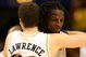 BOISE, ID - MARCH 22:  Forward DeMarre Carroll #1 of the Missouri Tigers hugs guard Matt Lawrence #33 following their 83-79 win over the Marquette Golden Eagles during the second round of the NCAA Division I Men's Basketball Tournament at the Taco Bell Arena on March 22, 2009 in Boise, Idaho.  (Photo by Jed Jacobsohn/Getty Images)