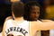BOISE, ID - MARCH 22:  Forward DeMarre Carroll #1 of the Missouri Tigers hugs guard Matt Lawrence #33 following their 83-79 win over the Marquette Golden Eagles during the second round of the NCAA Division I Men's Basketball Tournament at the Taco Bell Arena on March 22, 2009 in Boise, Idaho.  (Photo by Jed Jacobsohn/Getty Images)