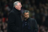 MANCHESTER, UNITED KINGDOM - MARCH 11:  Manchester United Manager Sir Alex Ferguson (L) and Inter Milan Manager Jose Mourinho watch the action during the UEFA Champions League Round of Sixteen, Second Leg match between Manchester United and Inter Milan at Old Trafford on March 11, 2009 in Manchester, England.  (Photo by Laurence Griffiths/Getty Images)