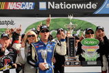BRISTOL, TN - MARCH 21:  Kevin Harvick, driver of the #33 Armour Chevrolet, celebrates in victory lane after winning the NASCAR Nationwide Series Scotts Turf Builder 300 at Bristol Motor Speedway on March 21, 2009 in Bristol, Tennessee.  (Photo by Rusty Jarrett/Getty Images for NASCAR)