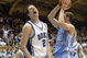 DURHAM, NC - FEBRUARY 7: Josh McRoberts #2 of the Duke University Blue Devils reacts on the court against Tyler Hansbrough #50 of the North Carolina Tar Heels during the game on February 7, 2007 at Cameron Indoor Stadium in Durham, N.C. North Carolina won 79-73. (Photo by Grant Halverson/Getty Images)