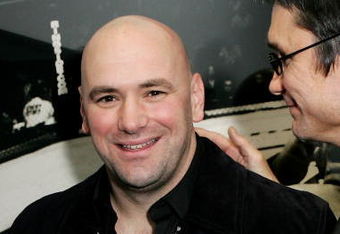 LONDON - JANUARY 17:  (UK TABLOID NEWSPAPERS OUT) UFC president Dana White (L) and photographer Kevin Lynch attend the 'Octagon' private view at Hamilton's Gallery January 17, 2007 in London, England.  The exhibition showcases work by Lynch documenting the world of Ultimate Fighter Championship (UFC) events.  (Photo by Claire Greenway/Getty Images)