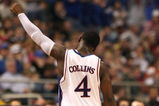 MINNEAPOLIS - MARCH 22:  Sherron Collins #4 of the Kansas Jayhawks celebrates as he comes out of the game in the final minutes of Kansas' 60-43 win against the Dayton Flyers during the second round of the NCAA Division I Men's Basketball Tournament at the Hubert H. Humphrey Metrodome on March 22, 2009 in Minneapolis, Minnesota.  (Photo by Jonathan Daniel/Getty Images)